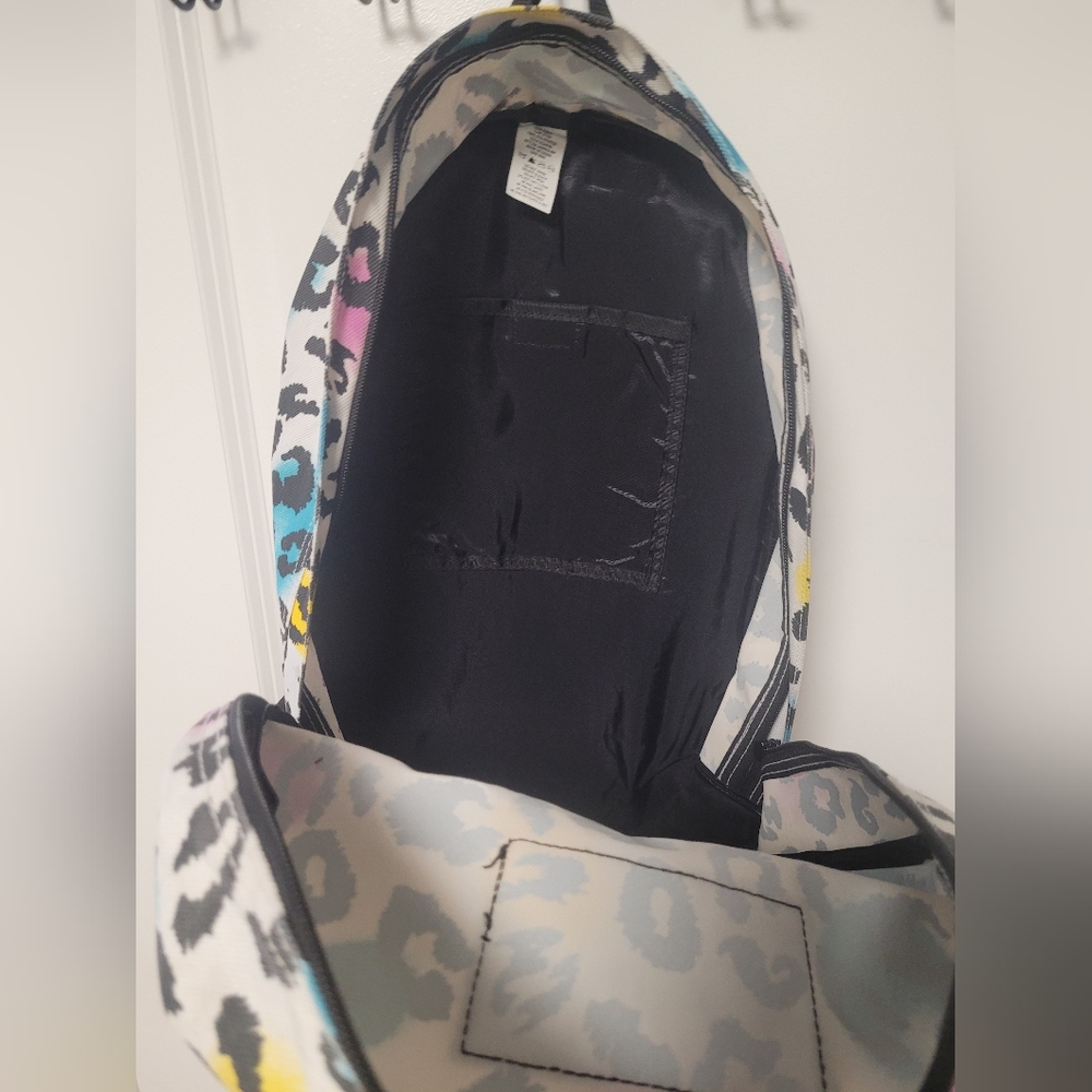 Billabong Leopard Print Backpack, Pink, Blue, Yellow, Canvas, Colorful - Picture 8 of 13